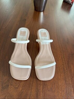 Dolce Vita White Double-Strap Sandals with Nude Footbed
